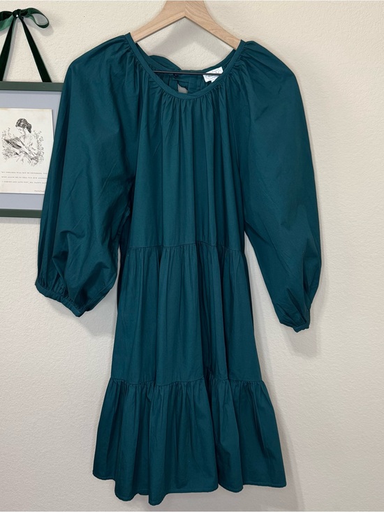 Mud Pie Dresses & Skirts - MUD PIE | Teal Tiered Puff-Sleeve Bow Back Dress Size Large